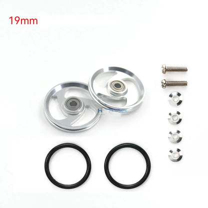 2pcs 15418 13-12mm Aluminum Alloy Guide Rollers 15461/15426 2023Jcup 95160 19mm Roller With Rubber Ring Tamiya Mini 4WD Homemade