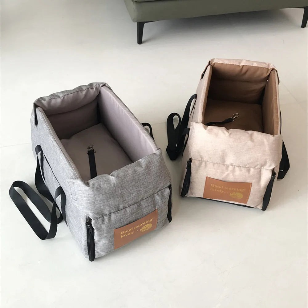 Pet Products Portable Console Booster Dog Car Seat & Carrier for Small Dogs & Cats,Car Seat for Center Car Armrest Safety Tether