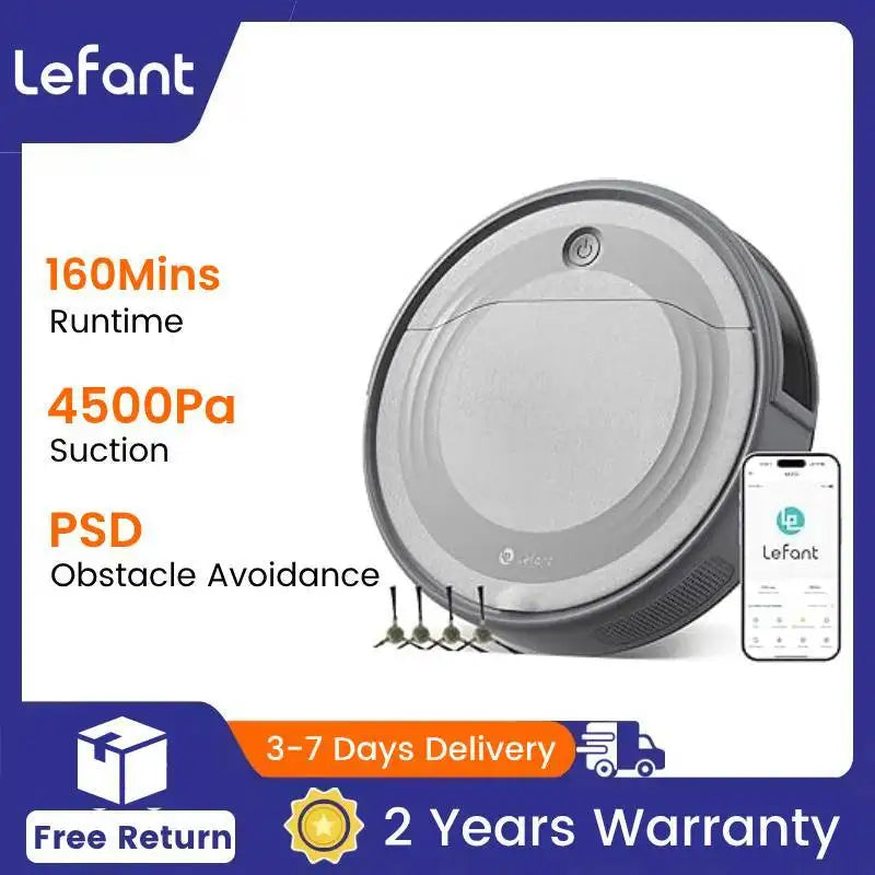 Lefant M310 Robot Vacuum Cleaner 4500PA Powerful Suction 180 Minutes,App/Alexa Control Ideal for Pet Hair and Hard Floors