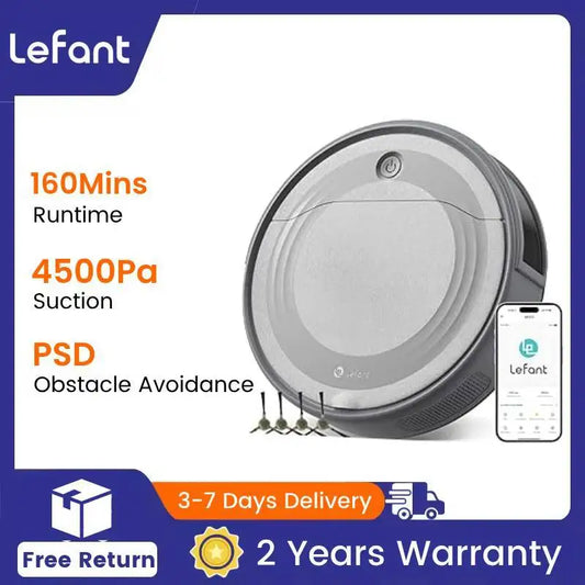 Lefant M310 Robot Vacuum Cleaner 4500PA Powerful Suction 180 Minutes,App/Alexa Control Ideal for Pet Hair and Hard Floors