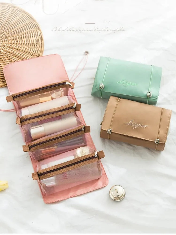 Detachable Cosmetic Bag Portable Large Capacity 4 in 1 Makeup Bags Portable Folding Travel Cosmetics Storage Toiletry Bag