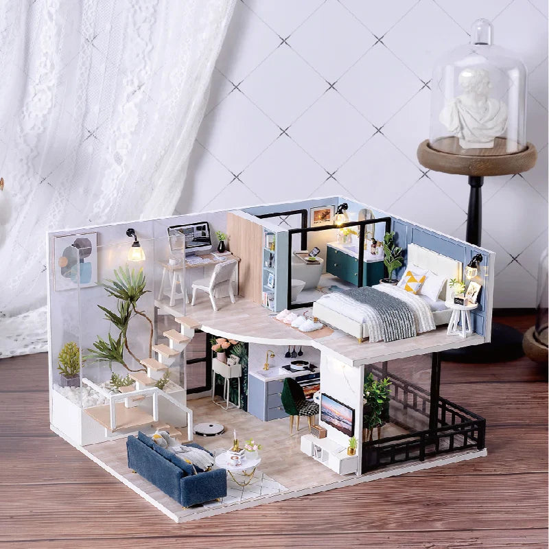 DIY Doll Houses Kits 3D Wooden Puzzles Mini Doll House Assembly Building Furniture Handmade Toys For Kids Birthday Gifts