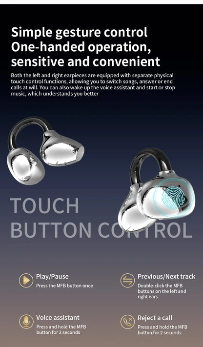 AI Translation Earbuds Pearl Clip Ear Open Bluetooth Earbuds 144 Languages Real-Time Translation for Travel Business Learning