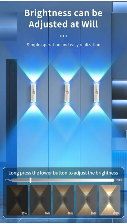 LED Night Light with Motion Sensor Wall Lamp Rechargeable RGB Gradient Ambient Night Lights Magnetic Sunset Lamp Room Decoration