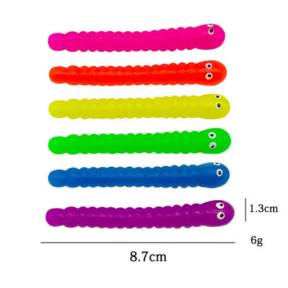 12/24 Pcs Mini Colorful Soft Caterpillars Kids Birthday Party Supplies Pinata Fillers Halloween Decoration Classroom Prize Gifts