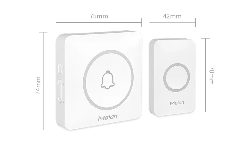 Meian-Smart Home Doorbell, Wireless Outdoor Doorbell, IP65 Waterproof Door Bell, 60 Songs, Smart Security Alarm, Door Bell Chime