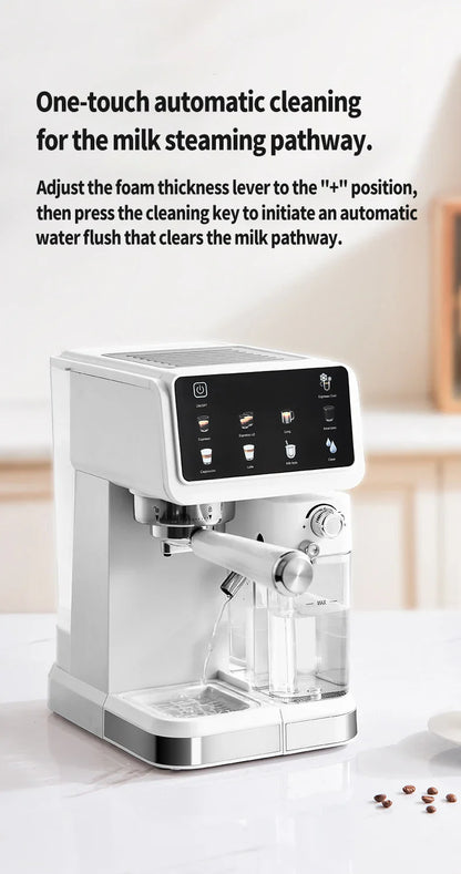Multifunctional fancy coffee machine,Automatic milk frothing and cleaning functions,Cold/Hot Extraction ,Intelligent color scree