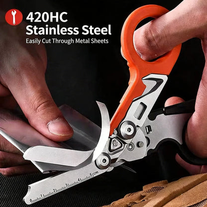 Multifunctional Emergency Response Shears - With Strap Cutter & Glass Breaker For Outdoor Rescue