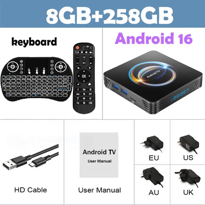 Android 16 Smart TV Box X66 8GB+256GB Rockchip RK3528 Google Assistant 8K Video Bluetooth5.4 Media Player Very Fast Set Top Box