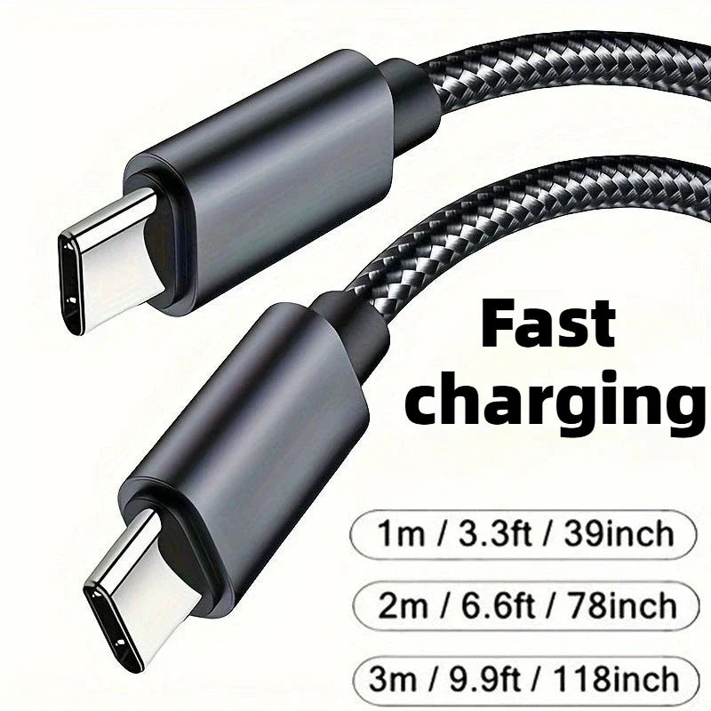 60W Quick Charger Type C To Type C 1M 2M 3M Cables PD Fast Charger Data Cable for iphone 15 16 17 pro max xiaomi Sunsung huawei