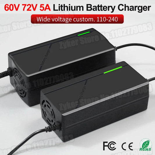 60V 72V 5A Lithium Battery Charger 67.2V 84V 5A Lithium Battery Pack 16S 20S 5A Smart Intelligent Fast Charging Chargers EU Plug