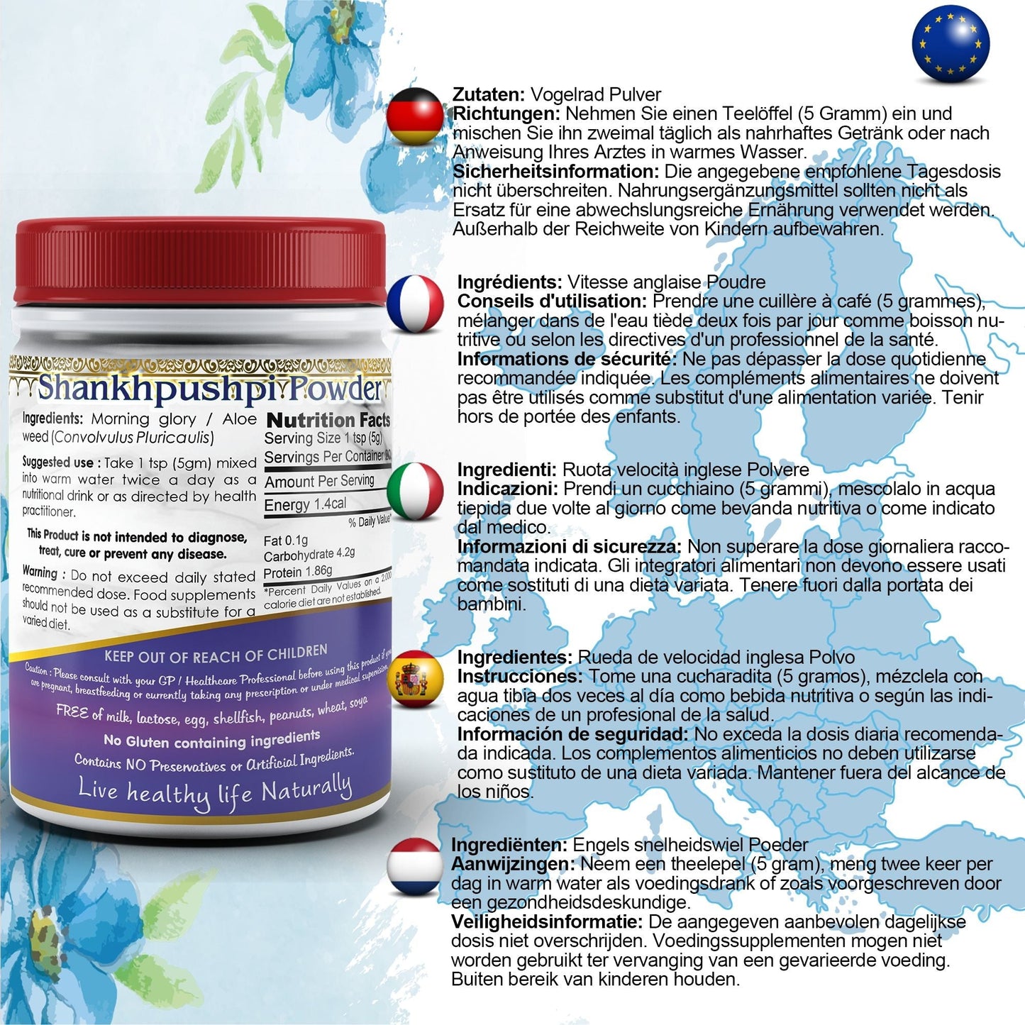 DivyaHerb Shankpushpi Powder 100 gram - Calm & Focus Support