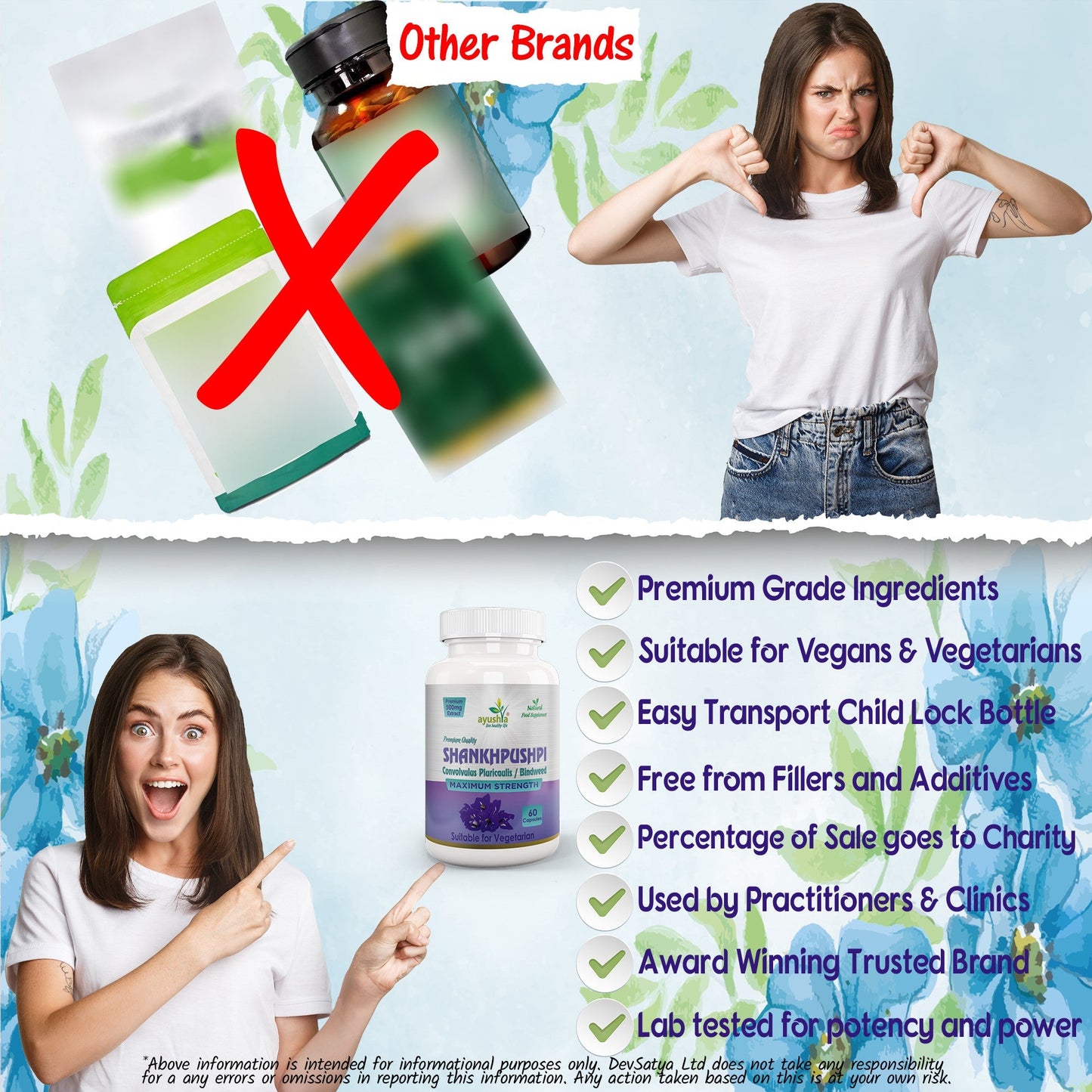 Ayushya Shankhpushpi Capsules (Morning Glory) Calm Focus Support - Vegan, Gluten Free, Non-GMO, 60 Capsules