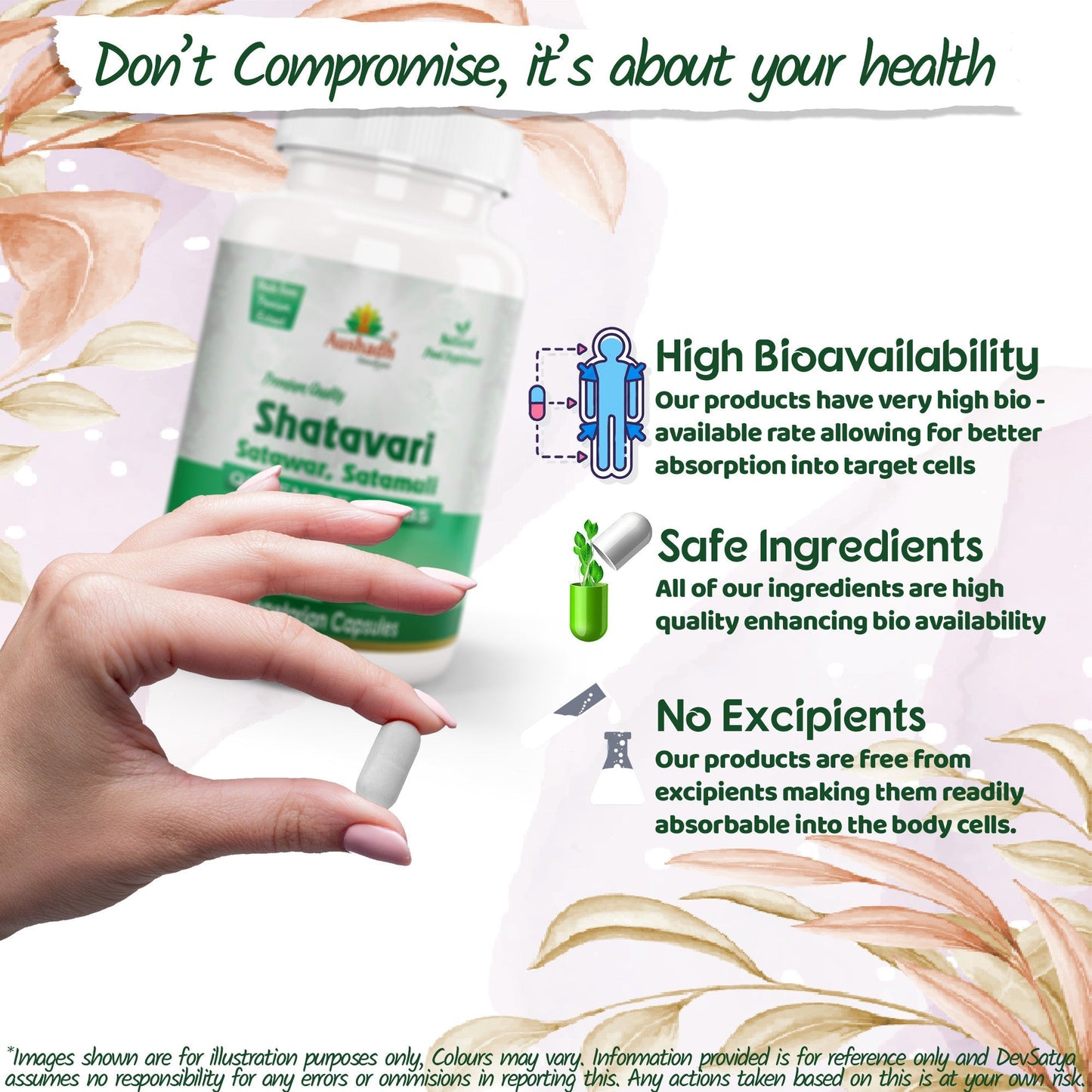 Aushadh Shatavari Capsules (Wild Asparagus) Women’s Wellness Support - Vegan, Gluten Free, Non-GMO, 60 Capsules