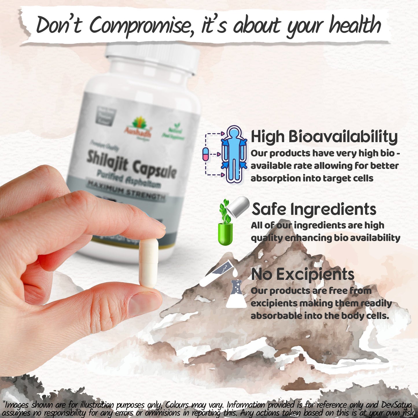 Aushadh Shilajit Capsules (Mineral Pitch) Energy & Vitality Support - Vegan, Gluten Free, Non-GMO, 60 Capsules