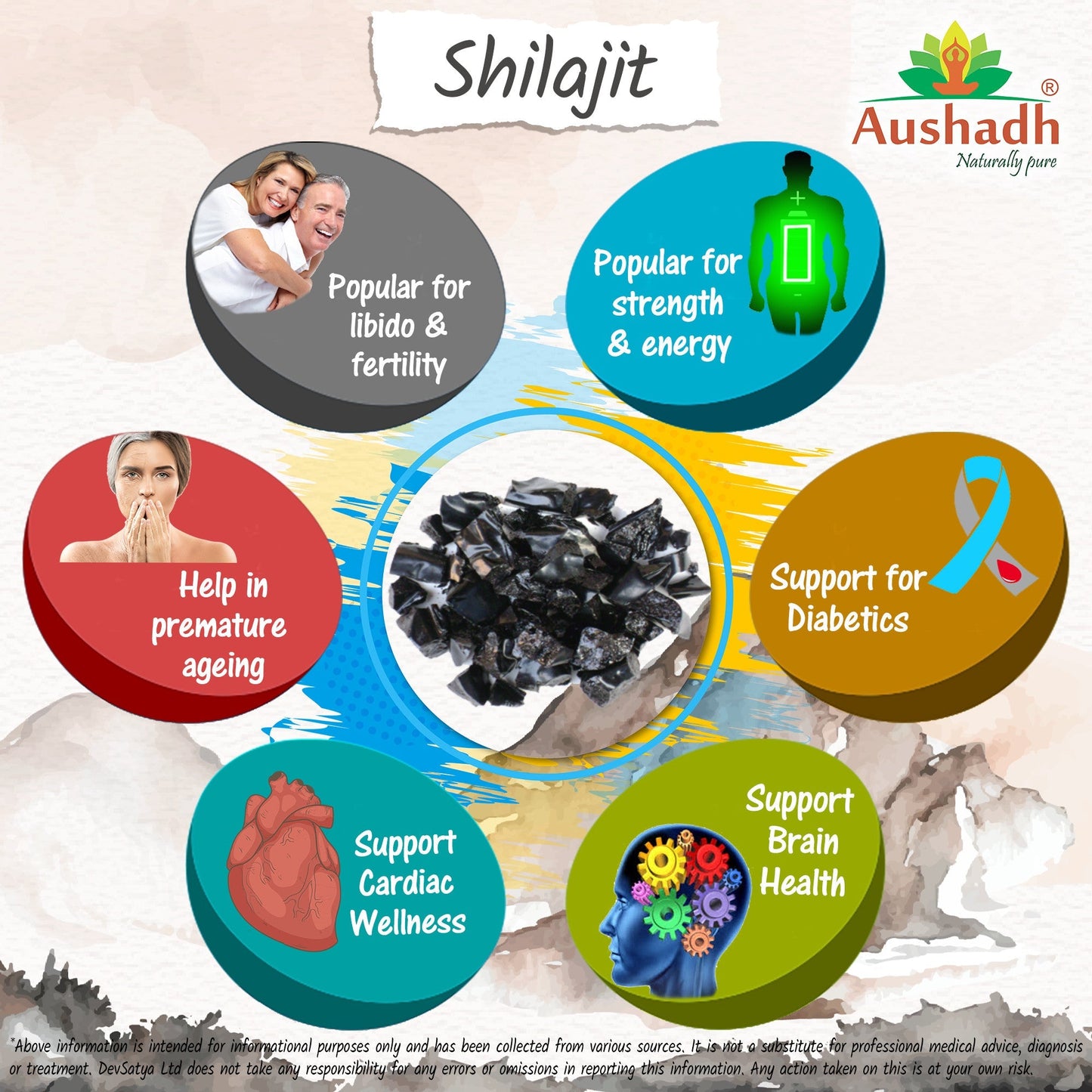 Aushadh Shilajit Capsules (Mineral Pitch) Energy & Vitality Support - Vegan, Gluten Free, Non-GMO, 60 Capsules