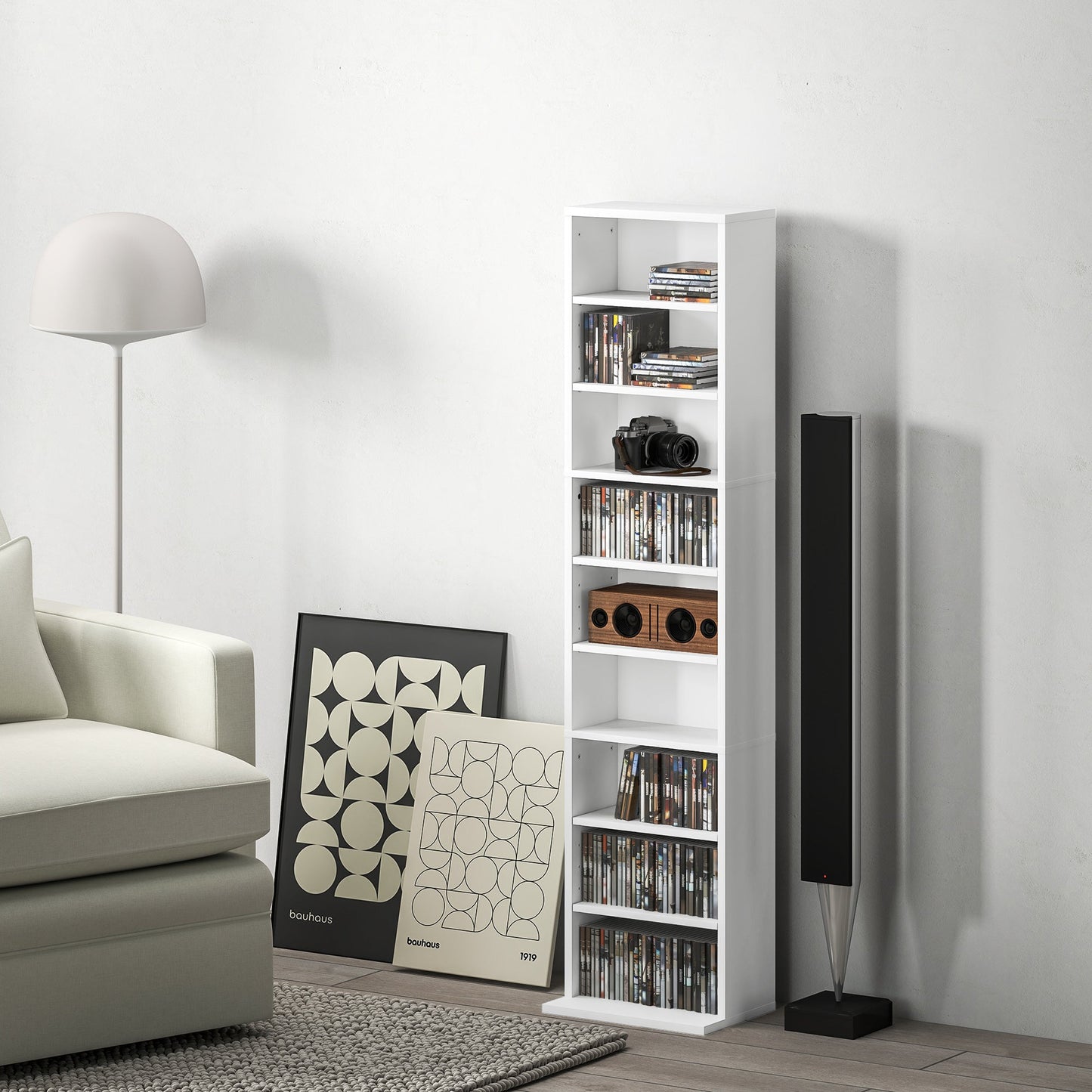 HOMCOM 260 Narrow CD Storage Unit - White