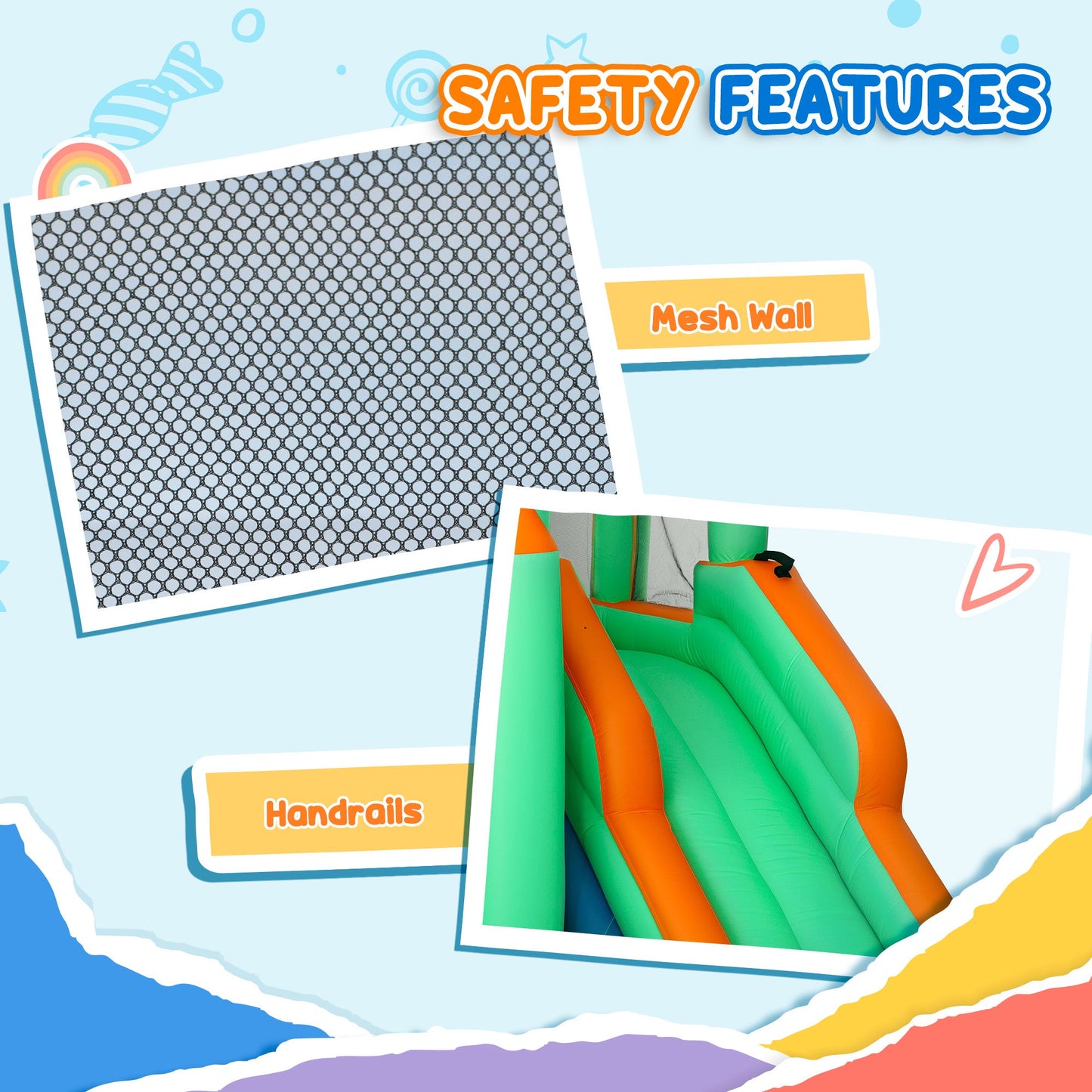 AIYAPLAY 8 in 1 Inflatable Bounce House with 680W Blower, Slide, 2 Pools, Basketball Hoop, Climbing Wall, Water Gun, Ring Toss