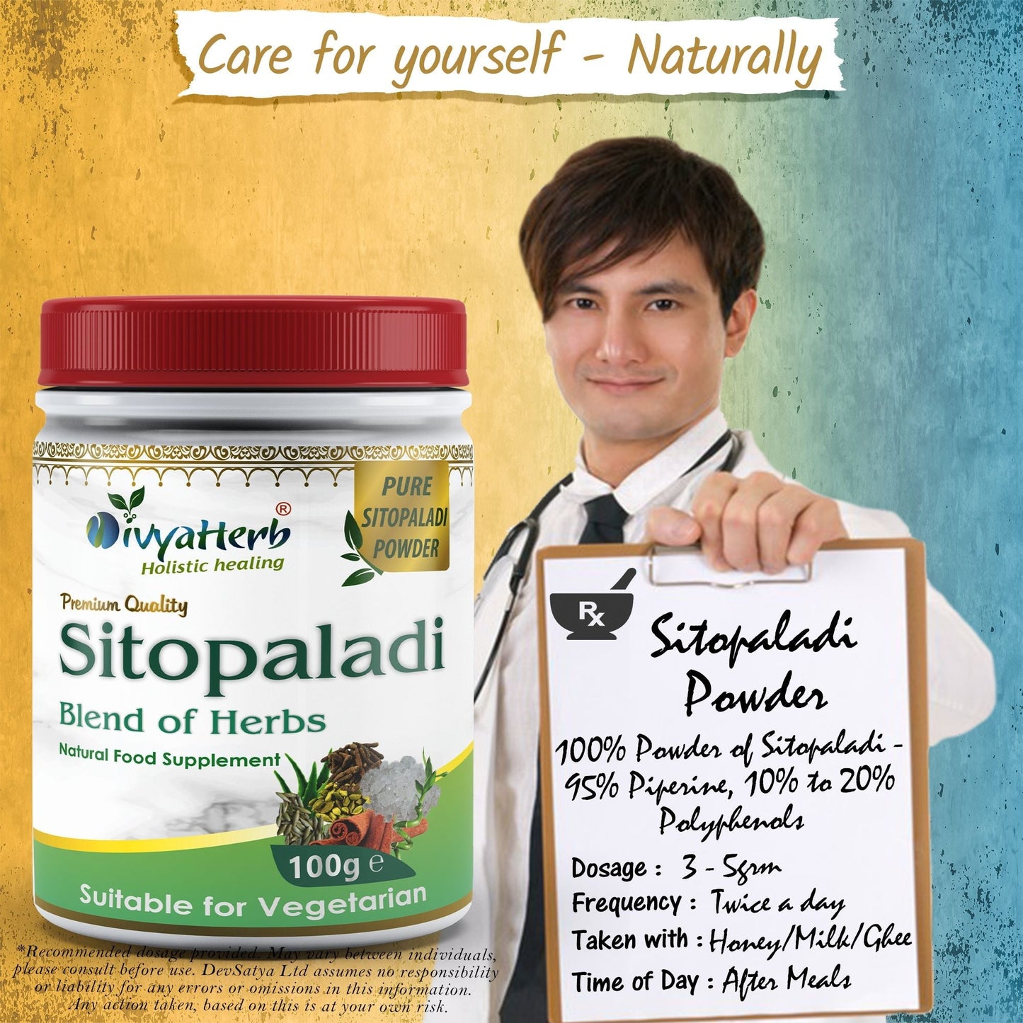 DivyaHerb Sitopaladi Powder 100 gram - Throat Comfort Support