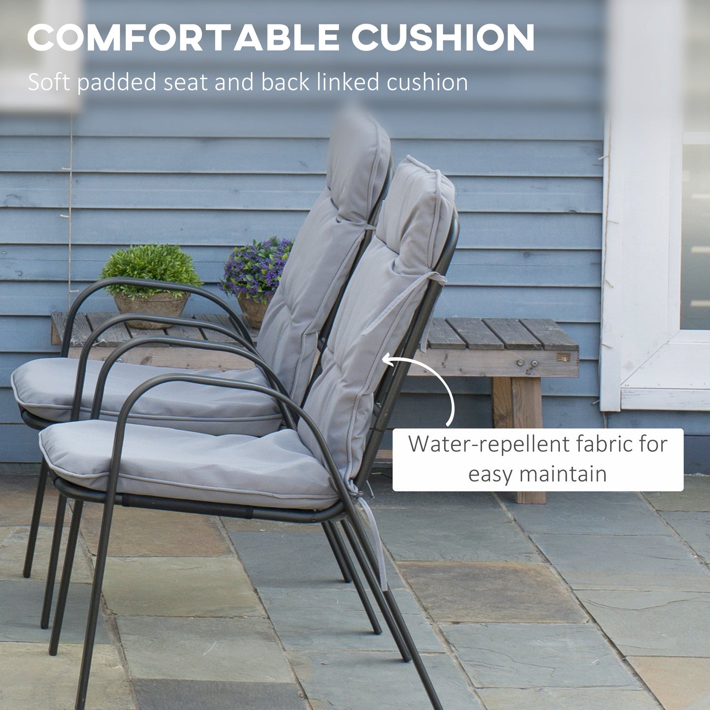 Outsunny Seven-Piece Garden Dining Set with Cushions - Grey