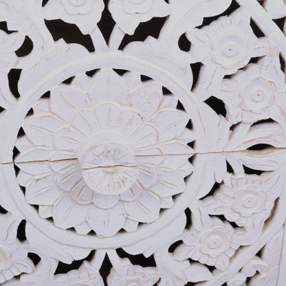 Sohani Wooden Carved Bedside Table Cabinet Distressed White