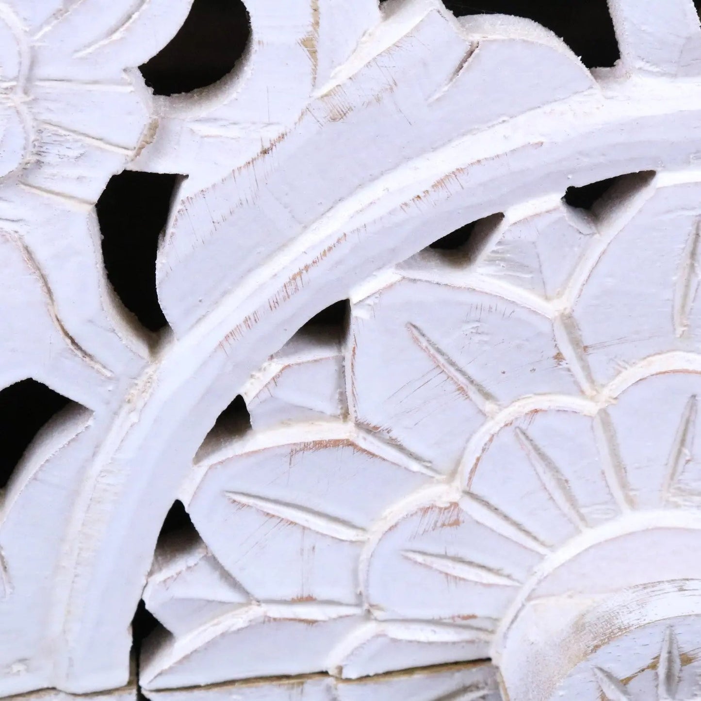 Sohani Wooden Carved Bedside Table Cabinet Distressed White