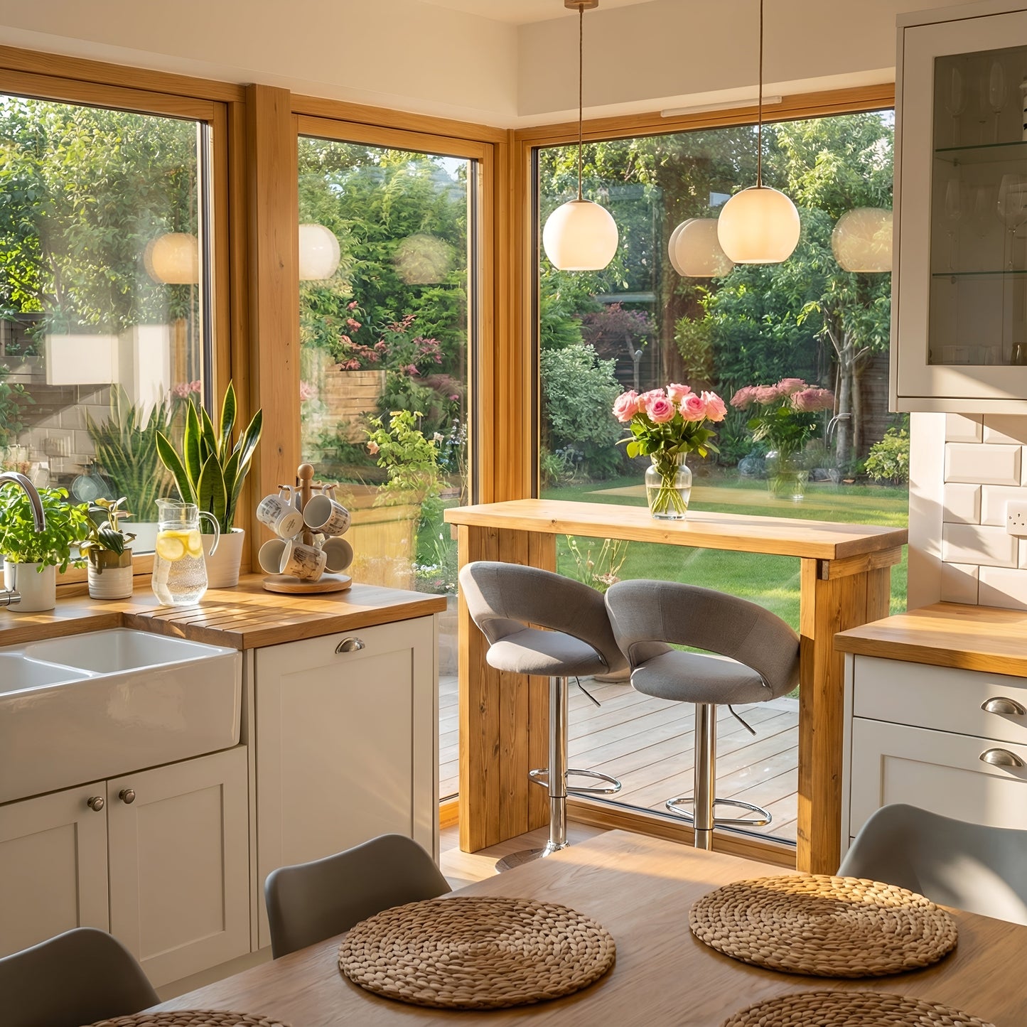 SOLA Solid Wood Dining Table / Breakfast Bar
