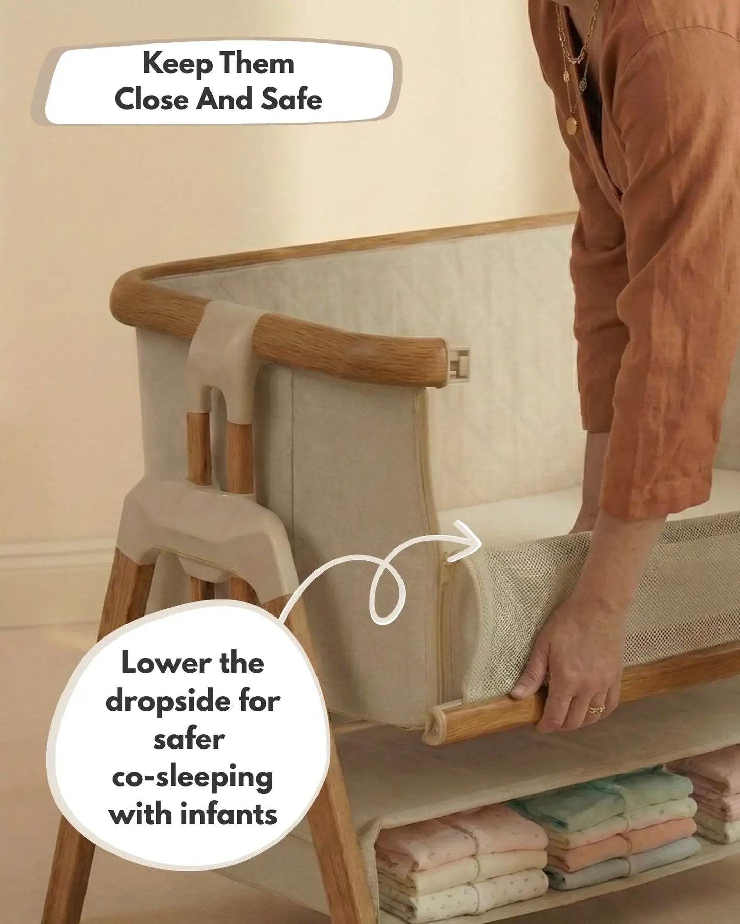 Sona Bedside & Co-Sleeping Crib - Beige