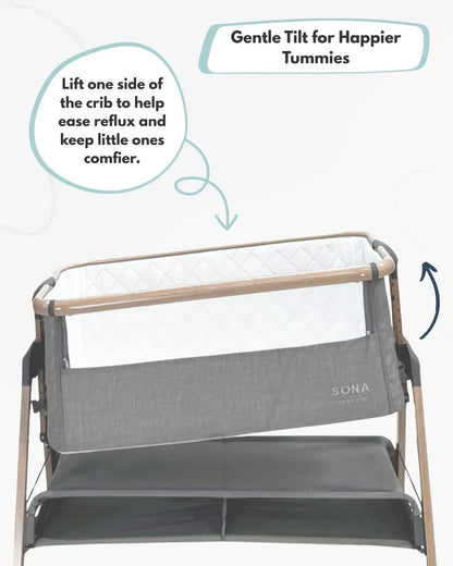 Sona Bedside & Co-Sleeping Crib - Grey
