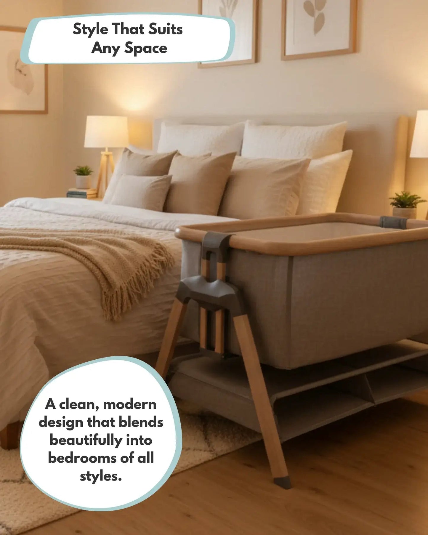 Sona Bedside & Co-Sleeping Crib - Grey