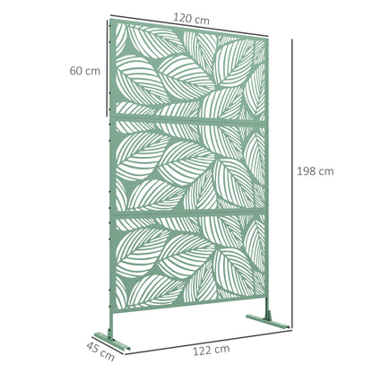 Outsunny Metal Decorative Privacy Screen Outdoor Divider, Green Leaf