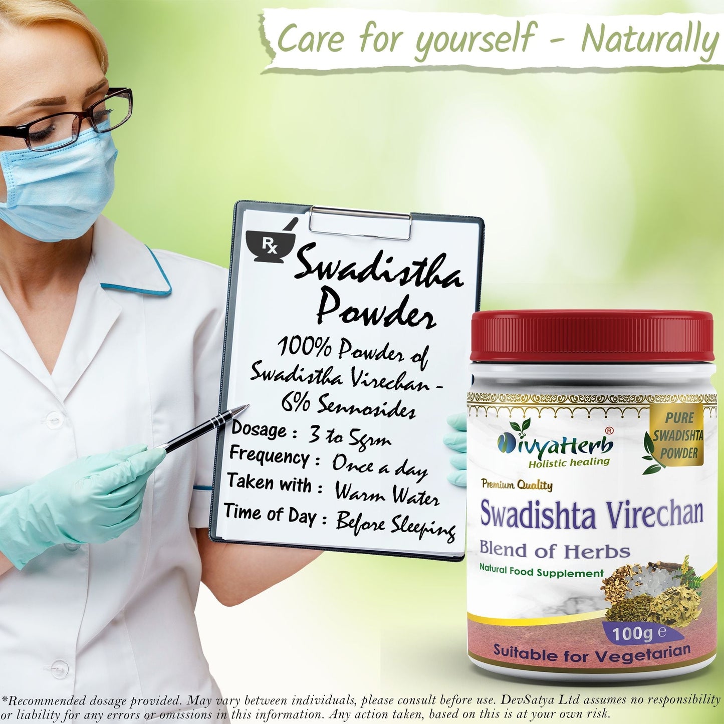 DivyaHerb Swadista Virechan Powder 100 gram - Bowel Regularity Support