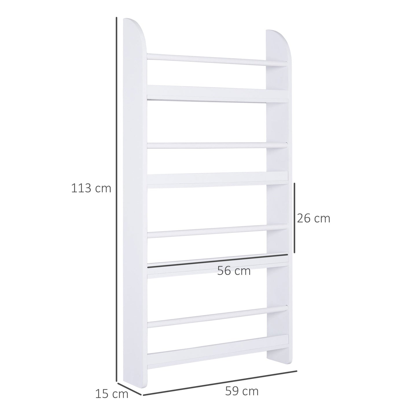 HOMCOM Wood Wall/Standing Magazine Holders Book Rack Shelf 4 Tiers Space Saving Design Water Resist Home Office Decoration