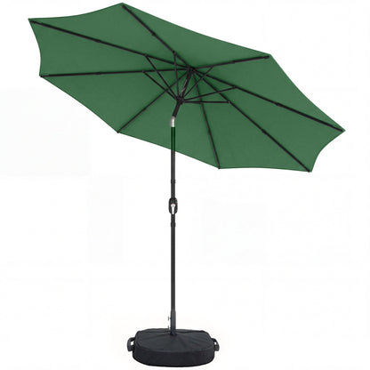 Outsunny 2.7 m Garden Parasol Umbrella with Cross Base and Sandbag, Retractable Ribs, Outdoor Table Market Umbrella, Green