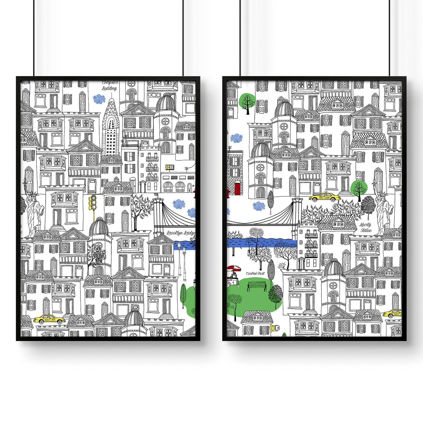 NY City Wall Art | Set of 2 travel posters