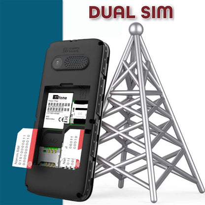 TTfone TT150 Unlocked Basic Mobile Phone UK Sim Free, Long Battery Life, Dual Sim with camera and games, easy to use, durable and light weight pay as you go - Blue with Mains Charger and O2 Sim Card