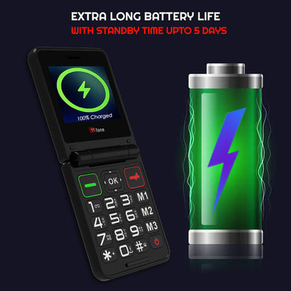 TTfone TT660 Flip Mobile Phone for Seniors - Folding Design, Big Buttons, Emergency Assistance, Long Battery Life with Mains Charger and O2 Sim Card
