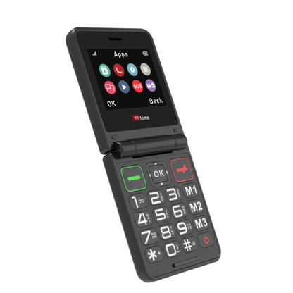 TTfone TT660 Flip Mobile Phone for Seniors - Folding Design, Big Buttons, Emergency Assistance, Long Battery Life with Mains Charger and O2 Sim Card
