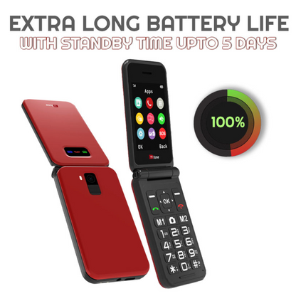 TTfone TT760 4G USB-C Mobile Phone for the Elderly, Simple and easy to use flip folding cell cheap and easy to use - Red with Dock Charger and EE Sim Card