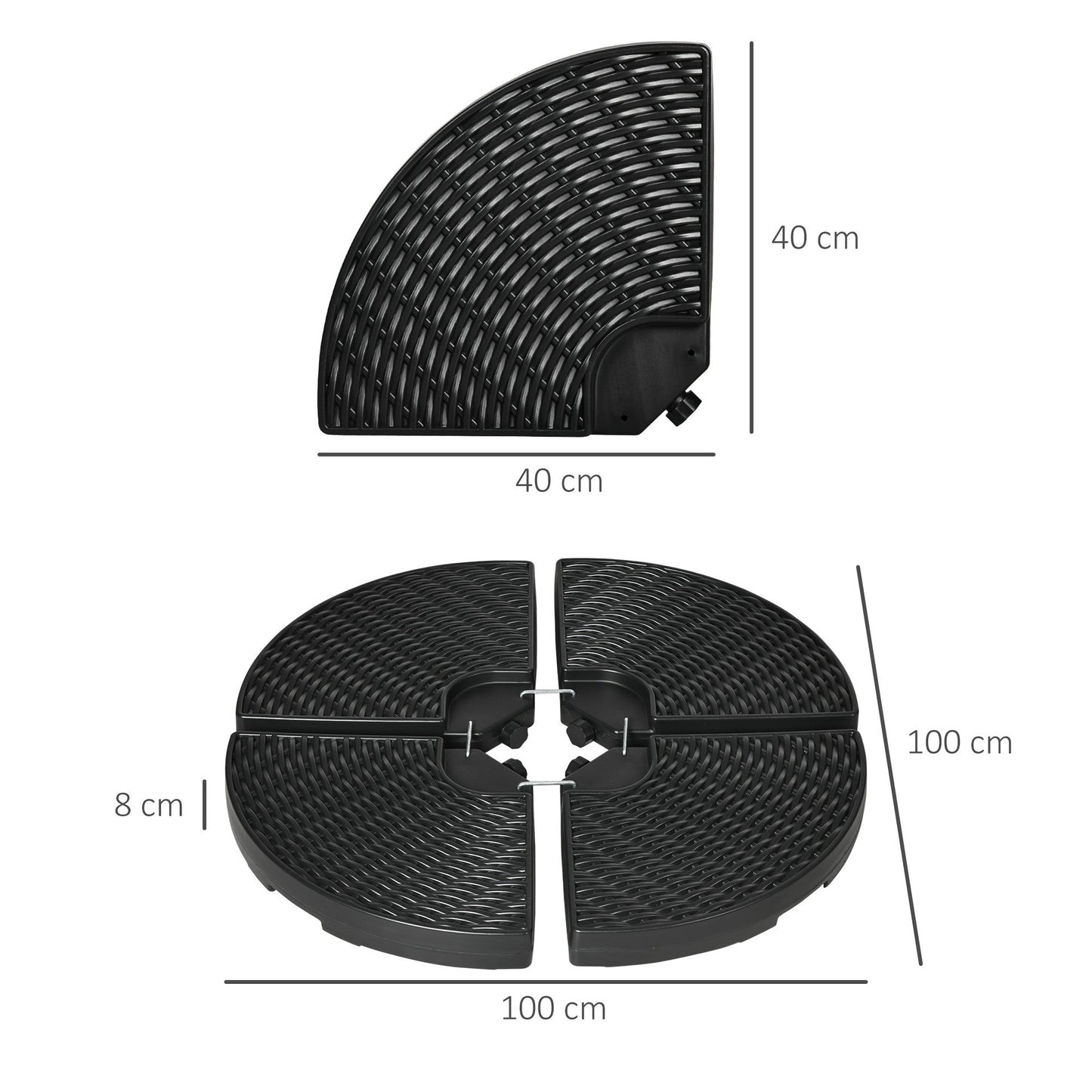 Outsunny 52kg Four-Piece Fillable Cantilever Parasol Weight Set