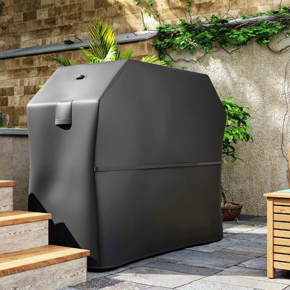 Outsunny BBQ Cover for Rectangular Gas Grill, 600D UPF30+ Oxford Fabric Barbecue Cover for Waterproof Protection Rip-Proof, with Windproof Hook and Loop Fasteners, Vents, 147 x 61 x 122 cm, Black