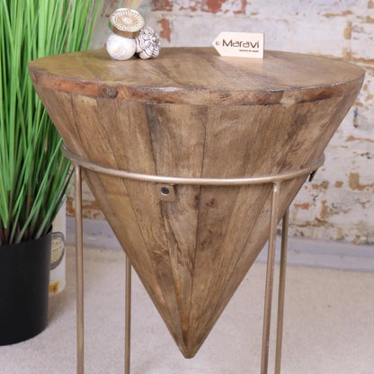 Tamia Wooden Cone Unique Side Table