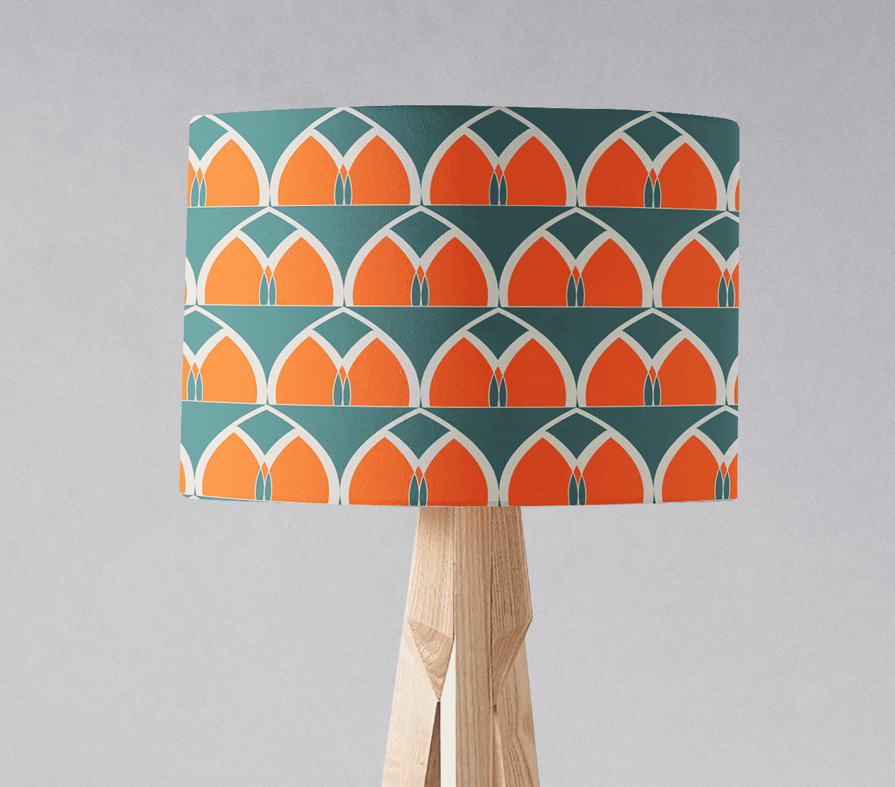 Teal and Orange Geometric Arches Design Lampshade, Ceiling or Table Lamp Shade