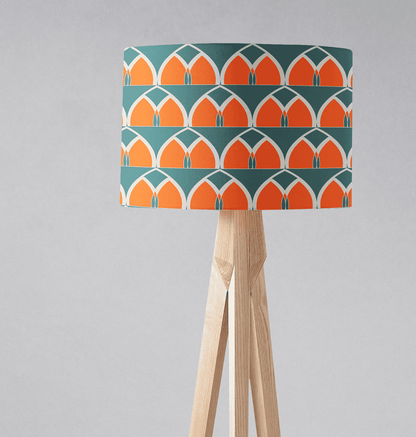 Teal and Orange Geometric Arches Design Lampshade, Ceiling or Table Lamp Shade