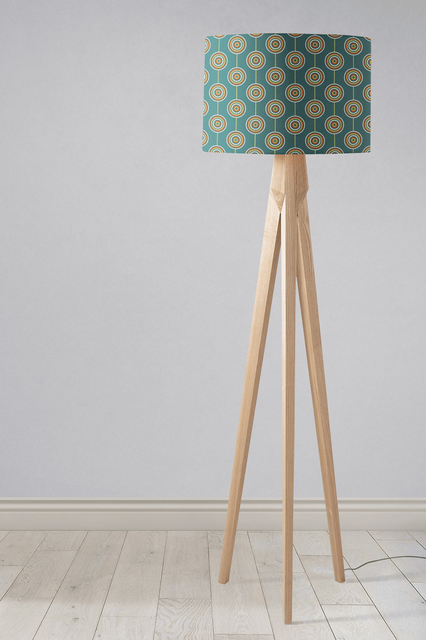 Teal Retro Circles Design Lampshade, Ceiling or Table Lamp Shade
