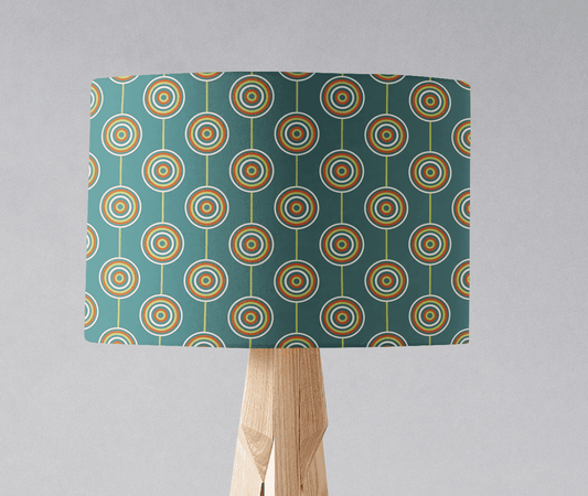 Teal Retro Circles Design Lampshade, Ceiling or Table Lamp Shade