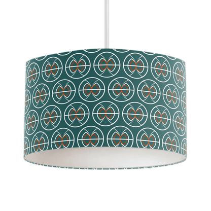 Teal and White Geometric Semi-Circle Design Lampshade, Ceiling or Table Lamp Shade