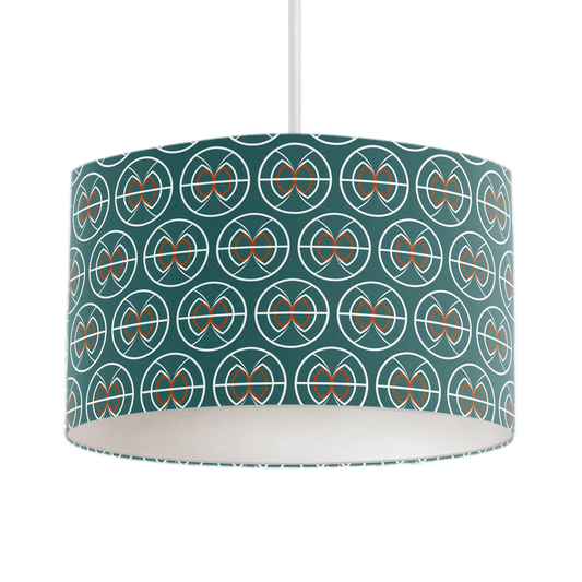 Teal and White Geometric Semi-Circle Design Lampshade, Ceiling or Table Lamp Shade