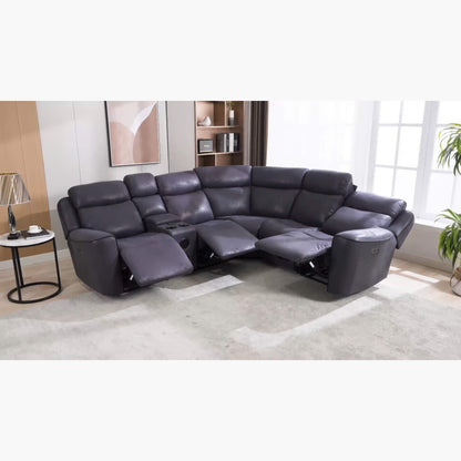 Techno Reclining Corner Sofa with 3 Power Reclining With USB & Bluetooth connectors - Grey