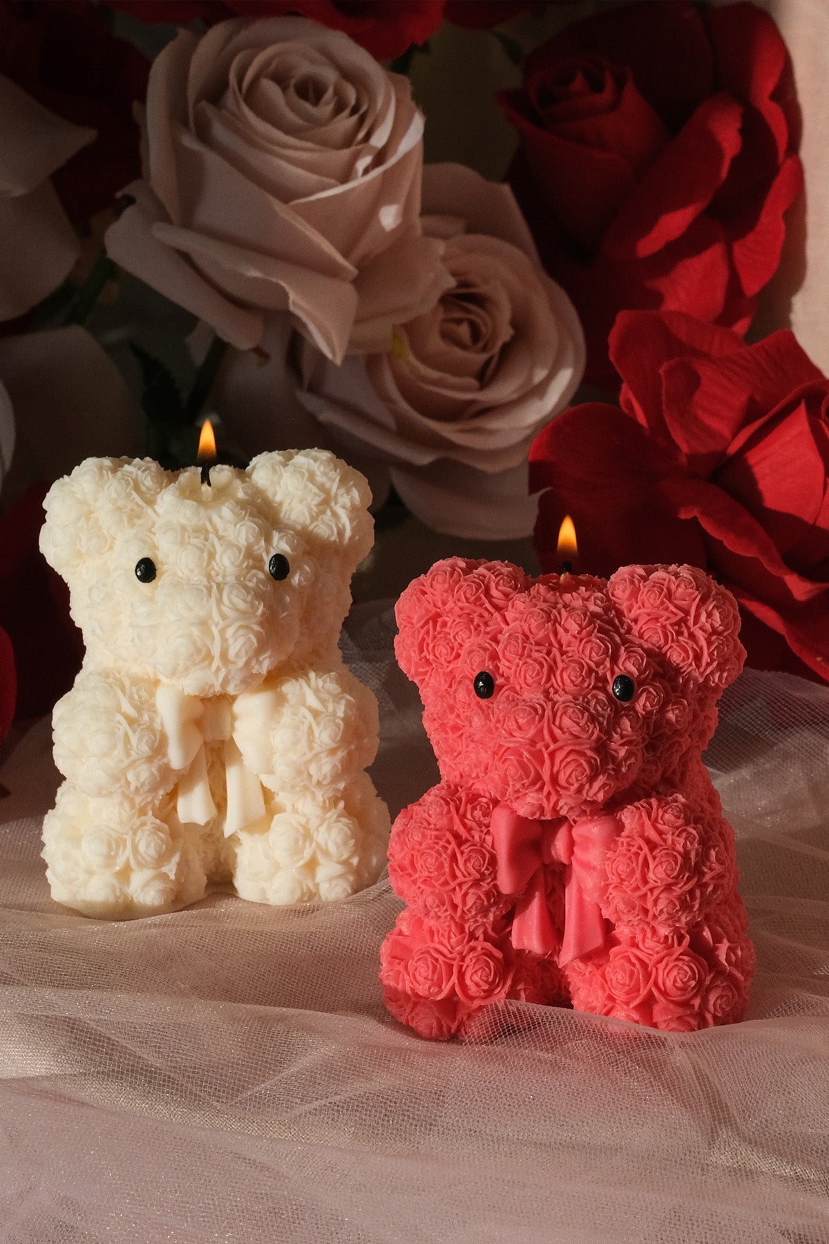 Teddy Bear Rose Candle